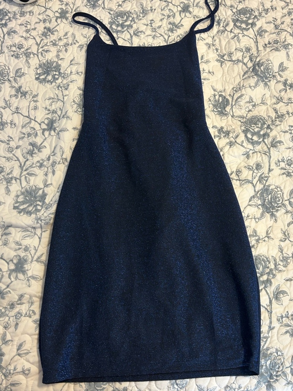 Amazon Navy Sparkle Spaghetti-Strap Mini Dress